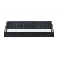 Load image into Gallery viewer, Black Faux Snakeskin Tray with Beveled Mirror