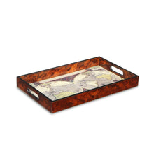 Load image into Gallery viewer, World Map Vintage Burlwood Serving Tray