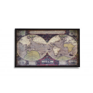 World Map Vintage Burlwood Serving Tray