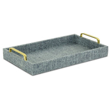 Load image into Gallery viewer, Light Blue Linen and Wooden Tray