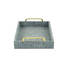 Load image into Gallery viewer, Light Blue Linen and Wooden Tray