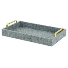 Load image into Gallery viewer, Light Blue Linen and Wooden Tray