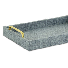 Load image into Gallery viewer, Light Blue Linen and Wooden Tray