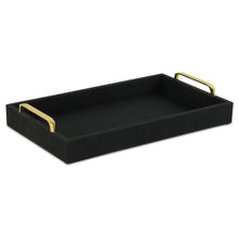Load image into Gallery viewer, Black Linen and Wooden Tray