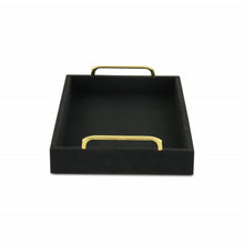 Load image into Gallery viewer, Black Linen and Wooden Tray