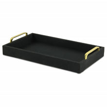 Load image into Gallery viewer, Black Linen and Wooden Tray