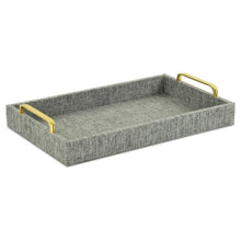 Load image into Gallery viewer, Gray Linen and Wooden Tray