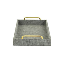 Load image into Gallery viewer, Gray Linen and Wooden Tray