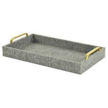 Load image into Gallery viewer, Gray Linen and Wooden Tray