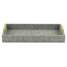 Load image into Gallery viewer, Gray Linen and Wooden Tray