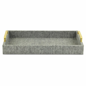 Gray Linen and Wooden Tray