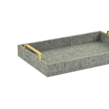Load image into Gallery viewer, Gray Linen and Wooden Tray