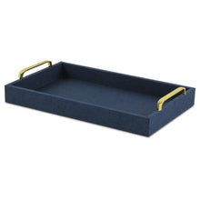 Load image into Gallery viewer, Navy Blue Linen and Wooden Tray