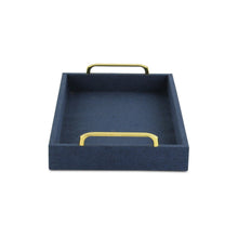 Load image into Gallery viewer, Navy Blue Linen and Wooden Tray