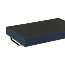 Load image into Gallery viewer, Navy Blue Linen and Wooden Tray