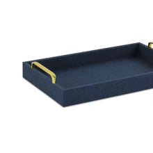 Load image into Gallery viewer, Navy Blue Linen and Wooden Tray