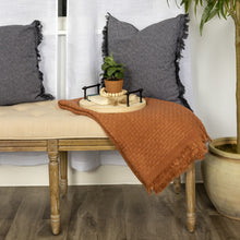 Load image into Gallery viewer, Modern Rustic Carved Chevron Round Tray with Handles