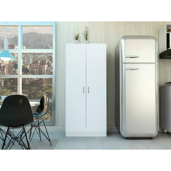 63” Classic White Pantry Cabinet with Two Full Size Doors