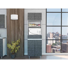 Load image into Gallery viewer, Modern Gray Stria Tall Kitchen Cart