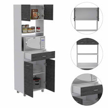 Load image into Gallery viewer, Modern Gray Stria Tall Kitchen Cart
