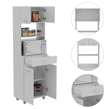 Load image into Gallery viewer, White Tall Pantry Cabinet with Two Storage Shelves