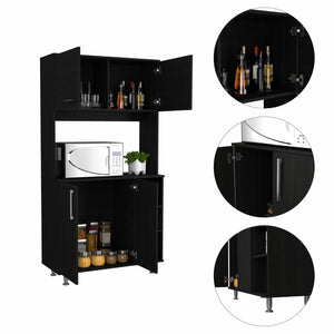 Modern Black Kitchen Cabinet with Two Storage Shelves