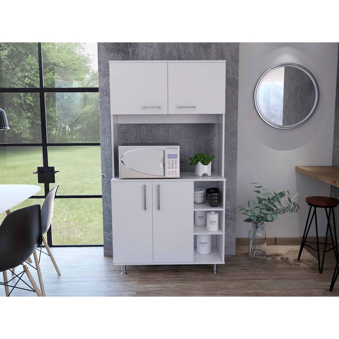 Modern White Kitchen Cabinet with Two Storage Shelves