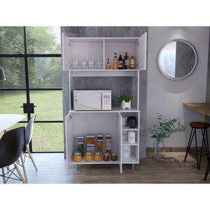 Modern White Kitchen Cabinet with Two Storage Shelves