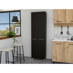 78" Modern Black Pantry Cabinet with Two Full Size Doors