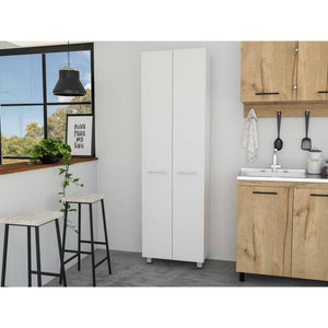 78" Modern White Pantry Cabinet with Two Full Size Doors