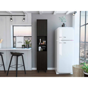78" Modern Black Sleek and Tall Pantry Cabinet