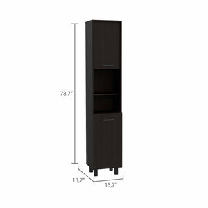 78" Modern Black Sleek and Tall Pantry Cabinet