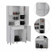 Load image into Gallery viewer, White Pantry Cabinet with Multiple Storage Shelves