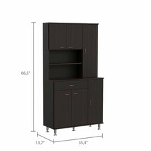 Load image into Gallery viewer, Modern Black Pantry Cabinet with Multiple Storage Shelves