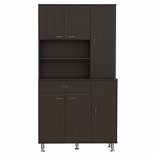 Load image into Gallery viewer, Modern Black Pantry Cabinet with Multiple Storage Shelves