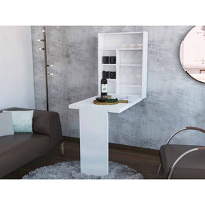 Modern White Retractable Desk or Bar Cabinet