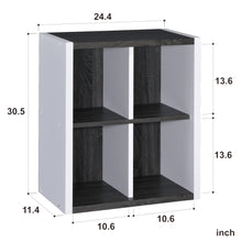 Load image into Gallery viewer, Modern Dark Gray and White Four Cube Storage Bookshelf