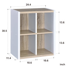 Load image into Gallery viewer, Modern Natural and White Four Cube Storage Bookshelf