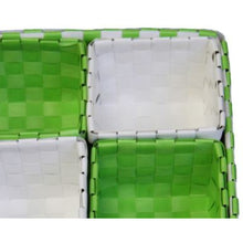 Load image into Gallery viewer, Green and White Woven Basket Five Piece Set