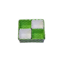 Load image into Gallery viewer, Green and White Woven Basket Five Piece Set