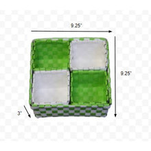 Load image into Gallery viewer, Green and White Woven Basket Five Piece Set