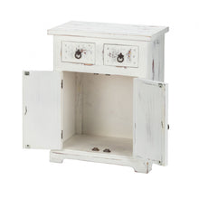 Load image into Gallery viewer, Distressed White Wooden Carved 2 Door and 2 Drawer Cabinet