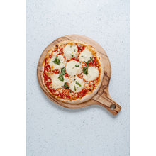 Load image into Gallery viewer, Natural Laurel Wood Anti Bacterial Round Pizza Paddle Board