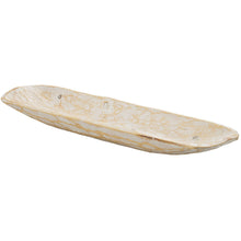 Load image into Gallery viewer, Rustic White and Natural Handcarved Wide Oval Centerpiece Bowl