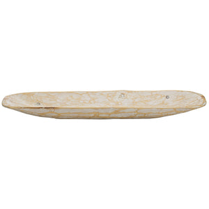 Rustic White and Natural Handcarved Wide Oval Centerpiece Bowl