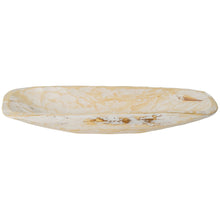 Load image into Gallery viewer, Rustic White and Natural Handcarved Thin Oval Centerpiece Bowl