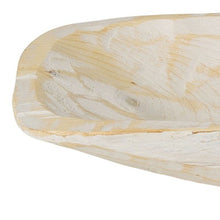 Load image into Gallery viewer, Rustic White and Natural Handcarved Thin Oval Centerpiece Bowl
