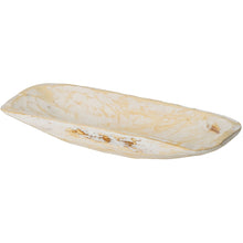 Load image into Gallery viewer, Rustic White and Natural Handcarved Thin Oval Centerpiece Bowl