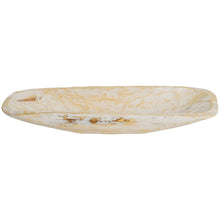 Load image into Gallery viewer, Rustic White and Natural Handcarved Thin Oval Centerpiece Bowl