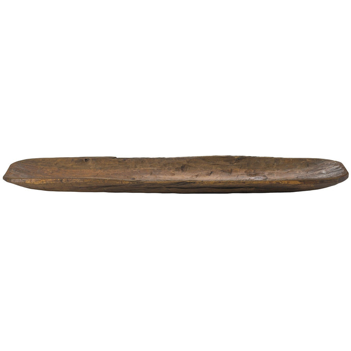 Rustic Brown and Natural Handcarved Wide Oval Centerpiece Bowl